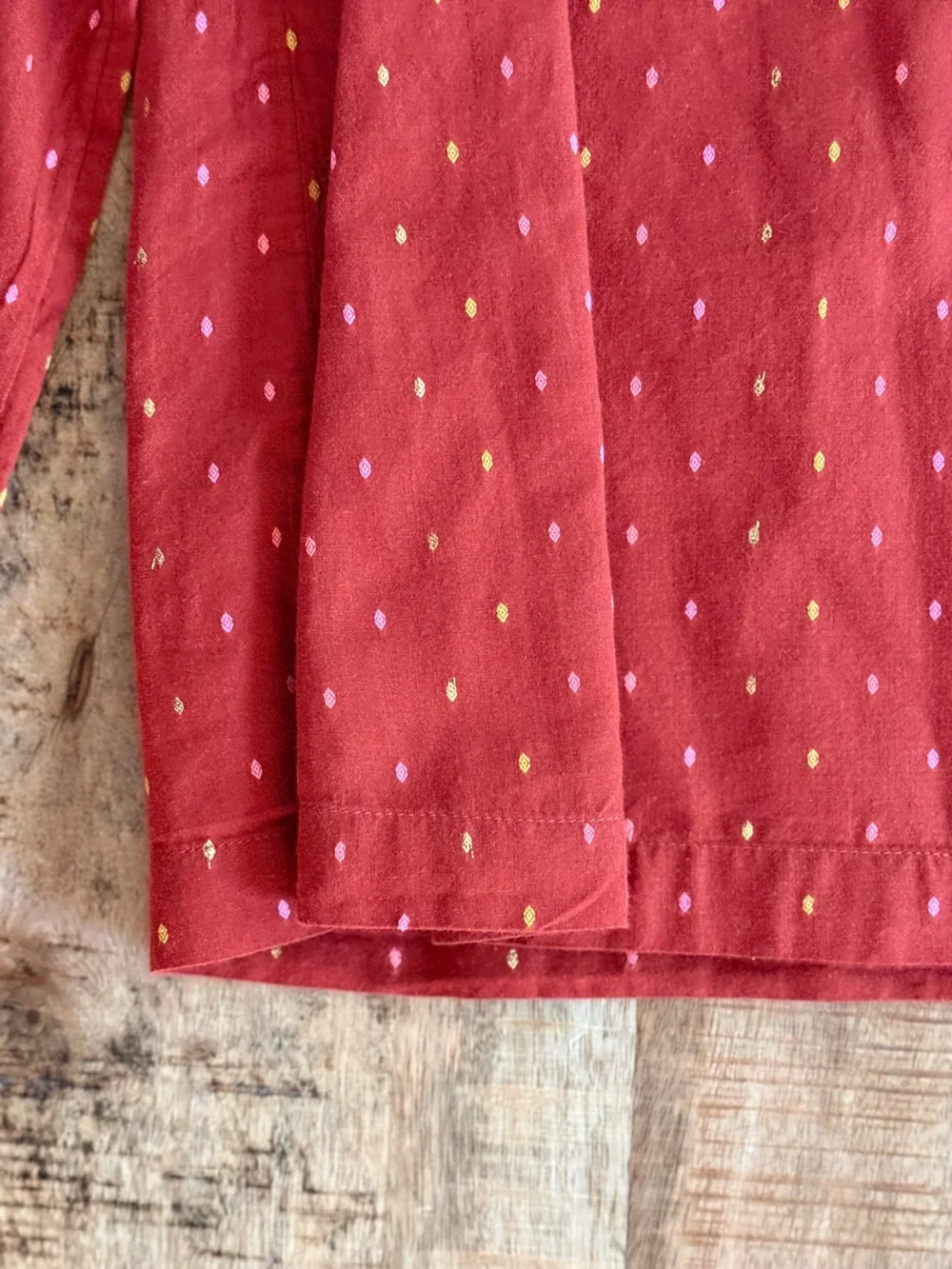 Cat & Jack Girls XL 14/16 Red Dot Print Long Sleeve Blouse Top